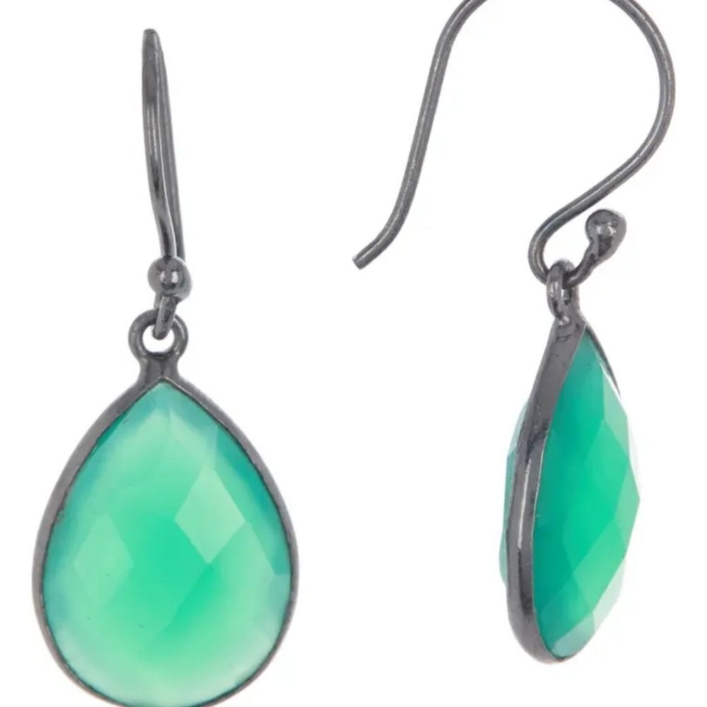 ADORNIA Green Onyx Pear Drop Earings